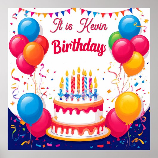 Kleurrijk verjaardagsfeest met ballonnen poster (Voorkant)