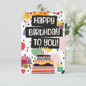 Kleurrijk verjaardagsfeest Wenskaart Bedankkaart (Staand voorkant)