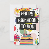 Kleurrijk verjaardagsfeest Wenskaart Bedankkaart (Voorkant)