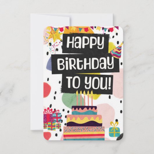 Kleurrijk verjaardagsfeest Wenskaart Bedankkaart (Voorkant)