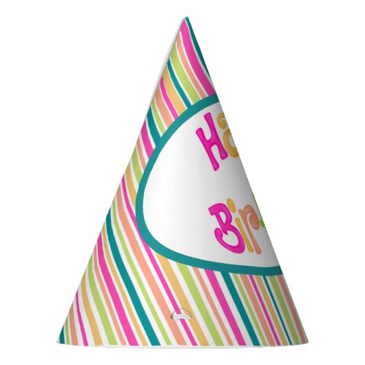 Kleurrijk verjaardagsfeestje pet feesthoedjes (Links)