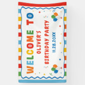 Kleurrijk Verjaardagsfeestje Spandoek (Verticaal)