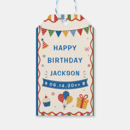 Kleurrijk Verjaardagsfeestje voor Basisschoolkinde Cadeaulabel