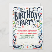 Kleurrijk verjaardagsfeestje voor kinderen kaart (Voorkant)