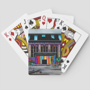Kleurrijk Verlaten Gebouw Abstracte AI Kunst Pokerkaarten
