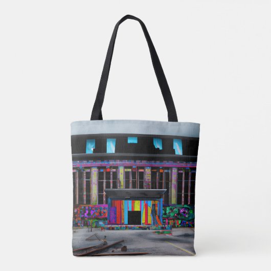 Kleurrijk Verlaten Gebouw Abstracte AI Kunst Tote Bag (Achterkant)