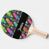 Kleurrijk verloop katten patroon tafeltennisbatje (Zijkant)