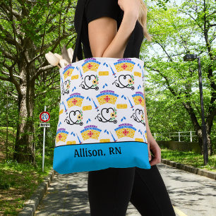 Kleurrijk verpleegkundig monogram tote bag