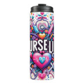 Kleurrijk verpleegstersleven thermosbeker (Voorkant)