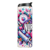 Kleurrijk verpleegstersleven thermosbeker (Gedraaid links)