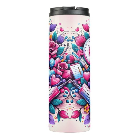 Kleurrijk verpleegstersleven thermosbeker (Achterkant)