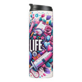 Kleurrijk verpleegstersleven thermosbeker (Geroteerd rechts)