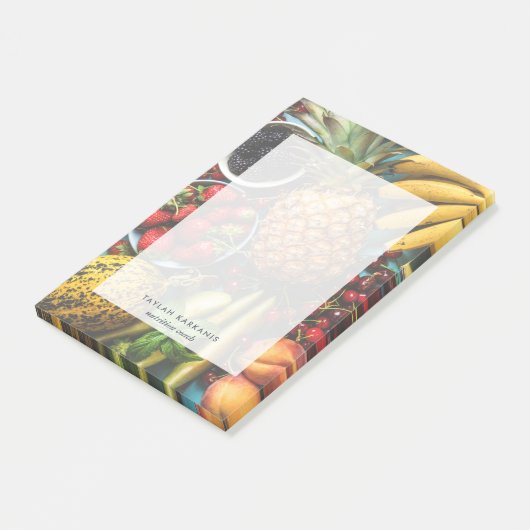 Kleurrijk, vers fruit, gezondheidsveld op maat post-it® notes (Schuin)