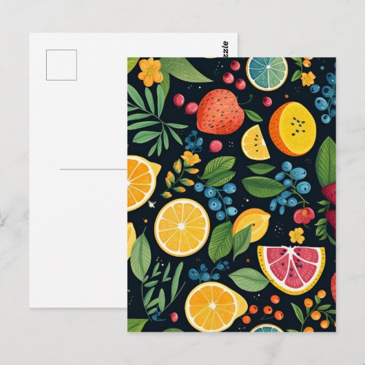 Kleurrijk vers fruitpatroon briefkaart (Voorkant / Achterkant)