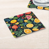Kleurrijk vers fruitpatroon kartonnen onderzetters (Schuin)