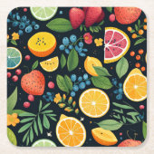 Kleurrijk vers fruitpatroon kartonnen onderzetters (Voorkant)