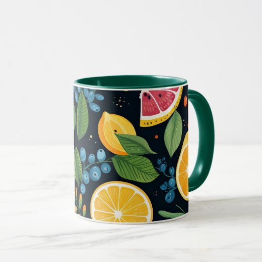 Kleurrijk vers fruitpatroon mok (Voorkant rechts)