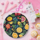 Kleurrijk vers fruitpatroon papieren bordje (Feest)
