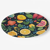 Kleurrijk vers fruitpatroon papieren bordje (Gekanteld)