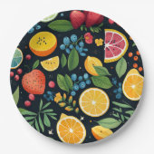 Kleurrijk vers fruitpatroon papieren bordje (Voorkant)