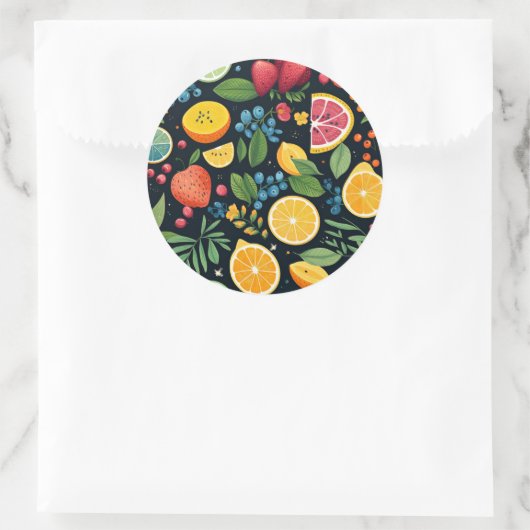 Kleurrijk vers fruitpatroon ronde sticker (Tas)