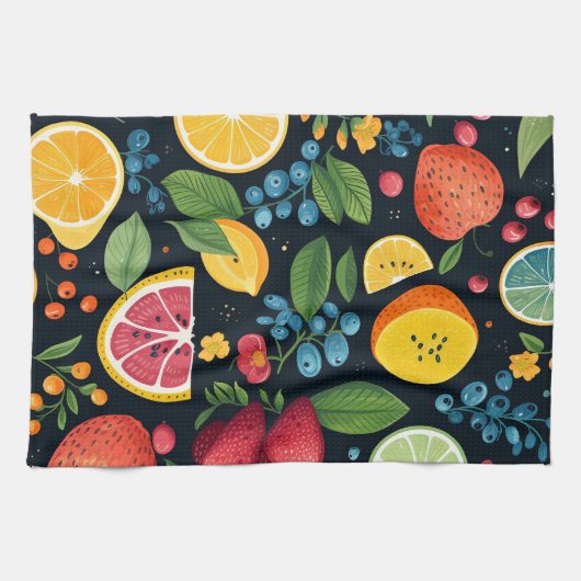 Kleurrijk vers fruitpatroon theedoek (Horizontaal)