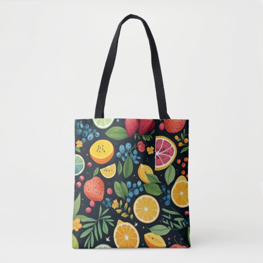 Kleurrijk vers fruitpatroon tote bag (Voorkant)