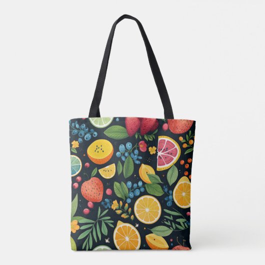 Kleurrijk vers fruitpatroon tote bag (Achterkant)