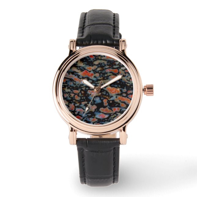 Kleurrijk Versteend Dinosauriusbot Horloge (Voorkant)