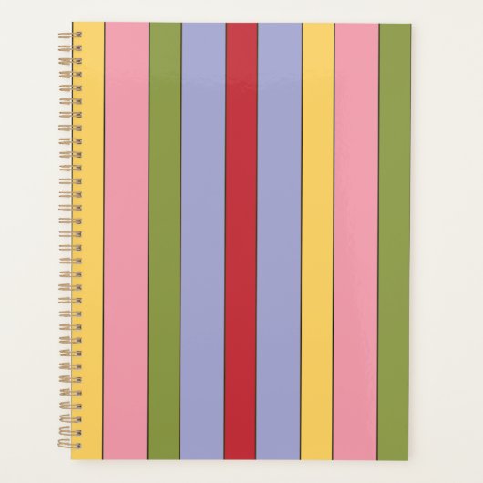 Kleurrijk verticaal Stripspatroon Planner (Voorkant)