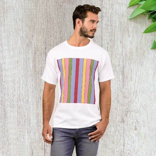 Kleurrijk verticaal Stripspatroon T-shirt
