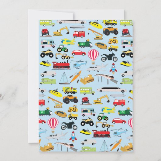Kleurrijk vervoer en voertuigen op zaterdag kaart (Achterkant)