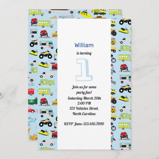 Kleurrijk vervoer en voertuigen op zaterdag kaart (Voorkant / Achterkant)