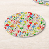 Kleurrijk Vet Esthetisch Geruit Bloempatroon Ronde Kartonnen Onderzetter (Gebogen)