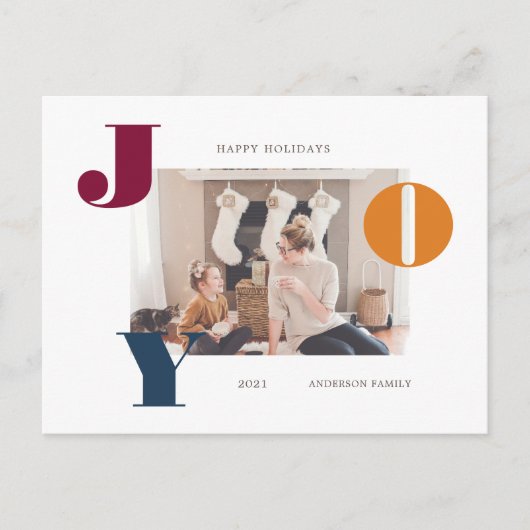 Kleurrijk Vet Modern Script Photo Holiday Briefkaa Feestdagenkaart (Voorkant)