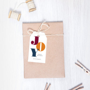 Kleurrijk Vet Script Joy Holiday Gift Labels Cadeaulabel