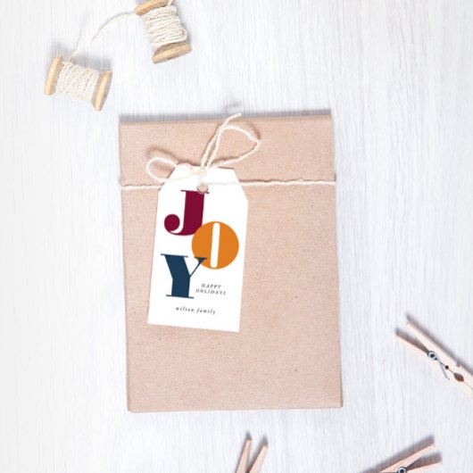 Kleurrijk Vet Script Joy Holiday Gift Labels Cadeaulabel