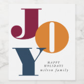 Kleurrijk Vet Script Vreugde Vakantie Wijn Etiket (Enkel label)