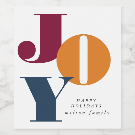 Kleurrijk Vet Script Vreugde Vakantie Wijn Etiket (Enkel label)