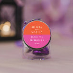 Kleurrijk Vet Sinaasappel en Roze Dank u Ronde Sticker<br><div class="desc">Deze gedurfde en lichte sticker is de perfecte aanvulling op uw trouwdag details. Deze kleurrijke sticker is voorzien van levendige oranje en magenta kleurblokken compleet met aanpasbare tekst. Alles is bewerkbaar en dit ontwerp komt overeen met de kleurrijke trouwsuite in mijn Zazzle Store. U kunt zelfs de kleuren veranderen om...</div>
