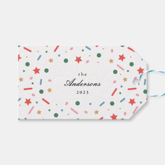 Kleurrijk Vet Vrolijk Kerstcadeau Label Cadeaulabel (Voorkant (Horizontaal))