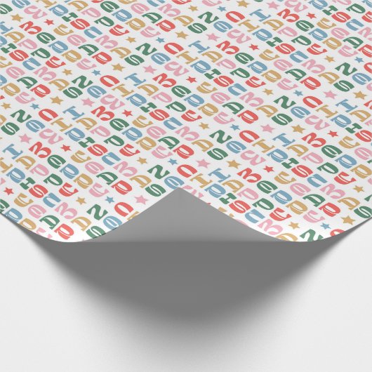 Kleurrijk vet vrolijk kerstinpakpapier cadeaupapier (Hoek)