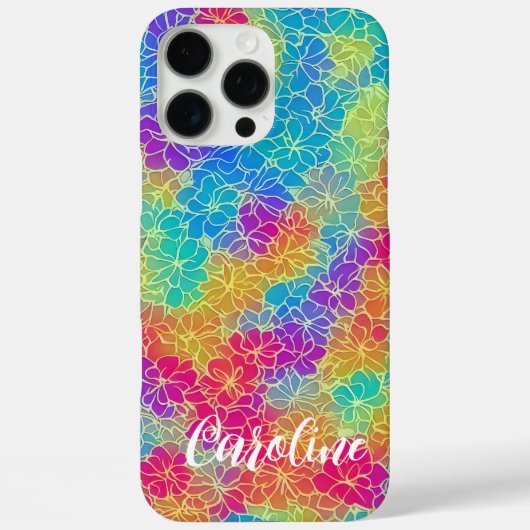 Kleurrijk vibrerend regenboog bloemmotief naam Case-Mate iPhone case (Achterkant)