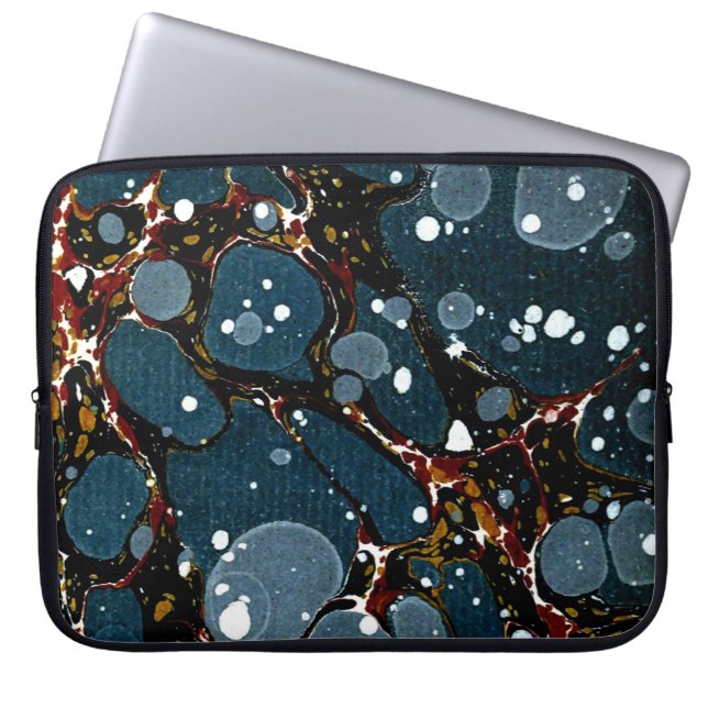 Kleurrijk Victoriaans gemarmerd Hoesje papier Laptop Sleeve (Voorkant)