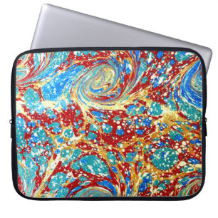 Kleurrijk Victoriaans gemarmerd Hoesje papier Laptop Sleeve