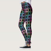Kleurrijk vierkant blok rasterpatroon leggings (Links)
