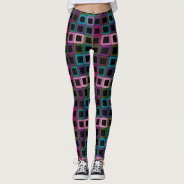 Kleurrijk vierkant blok rasterpatroon leggings