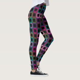 Kleurrijk Vierkant Blok Rasterpatroon Leggings