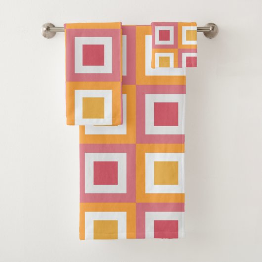 Kleurrijk vierkant geometrisch patroon bad handdoek (Insitu)