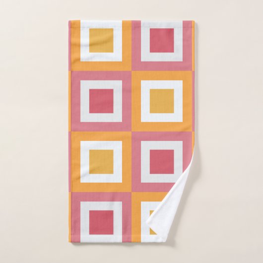 Kleurrijk vierkant geometrisch patroon bad handdoek (Handdoek)